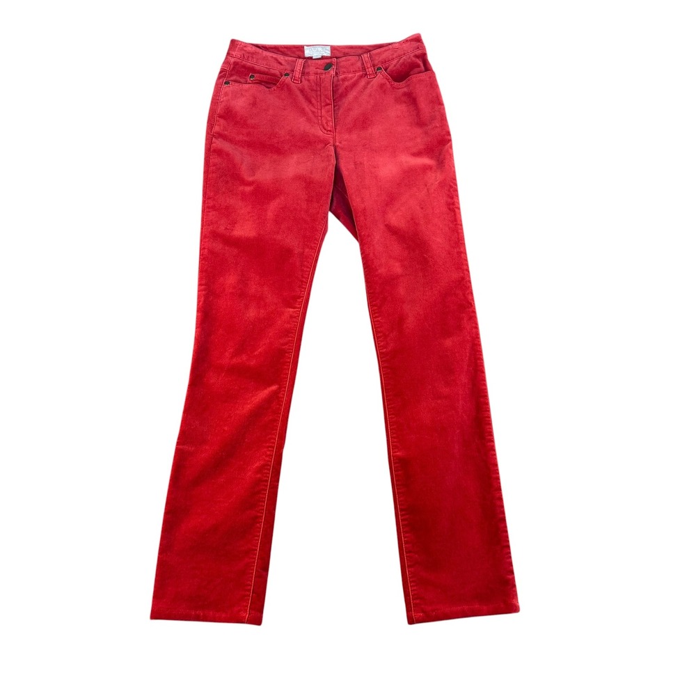 Pure Collection Red Corduroy Pants Straight Leg Womens Size 2R UK 8R EU 34R